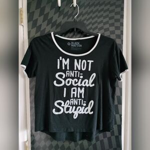 Anti-Stupid Female Ringer T-Shirt - XL